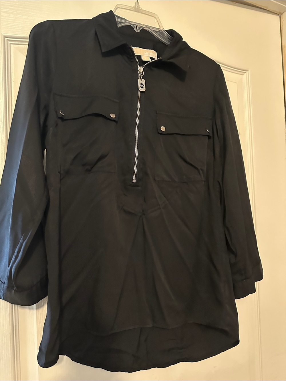 Michael Kors Black Zip Front Blouse
